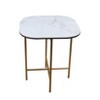 HomeRoots 22" White And Gold Ceramic And Metal Square End Table - 4 of 4