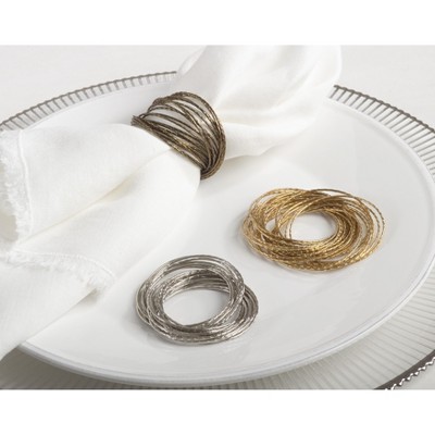 Bronze Textured Bangle Design Metal Napkin Rings, Set of 4