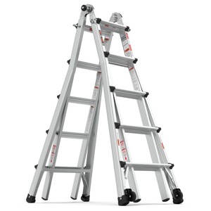 FURNIinspire Ladders Work Platform Aluminum Portable Bench Folding Ladder, Household Step Stool Ladder Foldable, Silver, 46"*26.6"*63.5" - 1 of 4