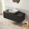 Bathroom Vanity&Sink, Floating Plywood Storage Cabinet,  Marble Pattern Ceramic Vessel Basin&Carrara White Sintered Stone Top - 2 of 4