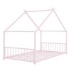 Twin Size House Bed, Metal Floor Bed Frame With Roof, House Shape Bed With Metal Slats Support For Teens Kids Boys Girls, No Box Spring Needed - 2 of 4