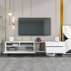 Modern TV Stand for TVs up to 80", Media Console with Drop-Down Door and Two Large Drawers, Entertainment Center for Living Room-The Pop Home - 3 of 4