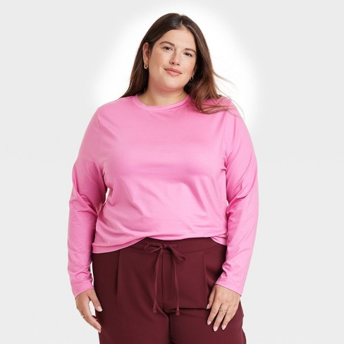 Women's Long Sleeve T-shirt - A New Day™ Pink Xl : Target