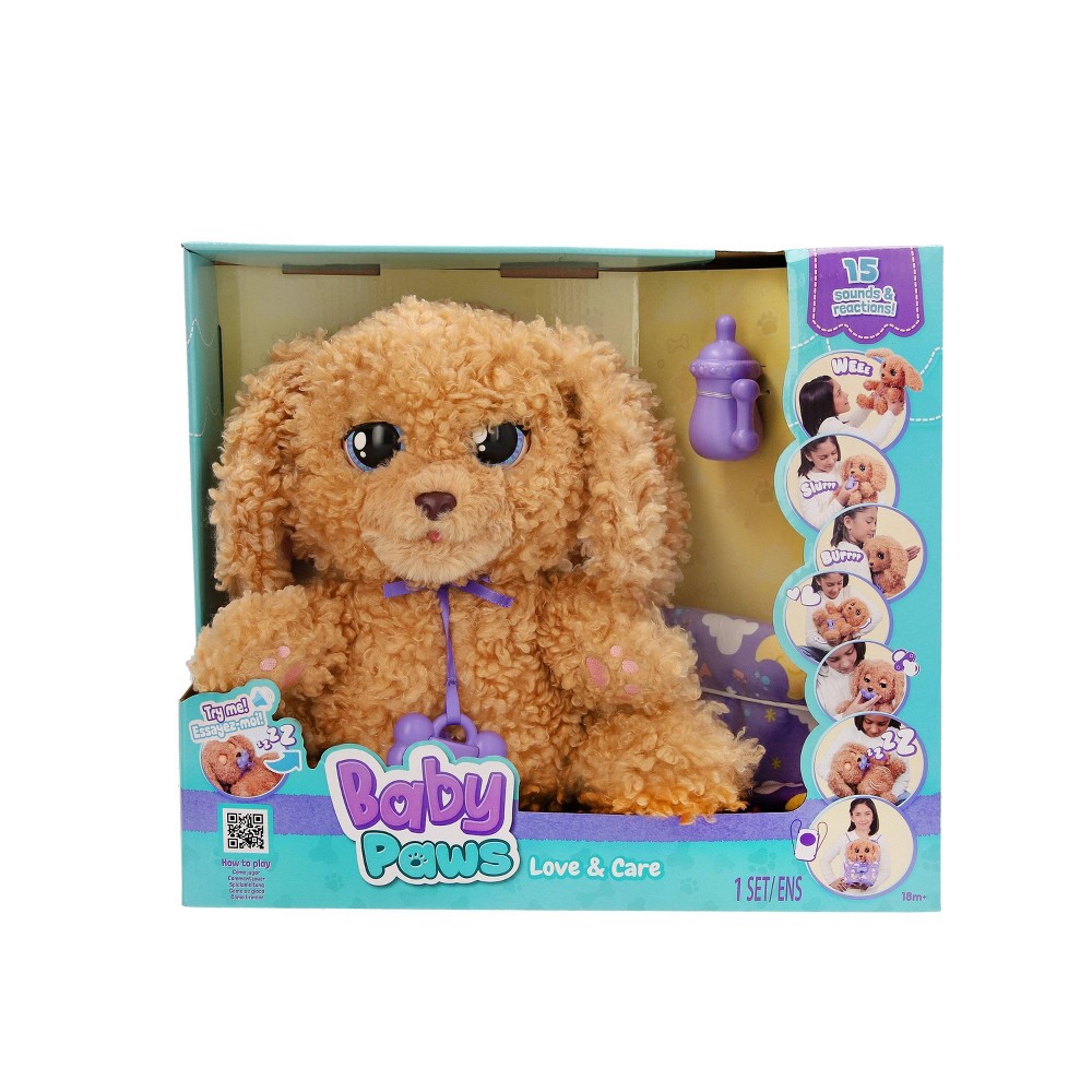 Baby Paws Love & Care Labradoodle Soft Interactive Plush Puppy with 15 Sounds and Reactions