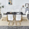 7-Piece Dining Set with Rectangular Table and 6 PU Armless Chairs - 2 of 4