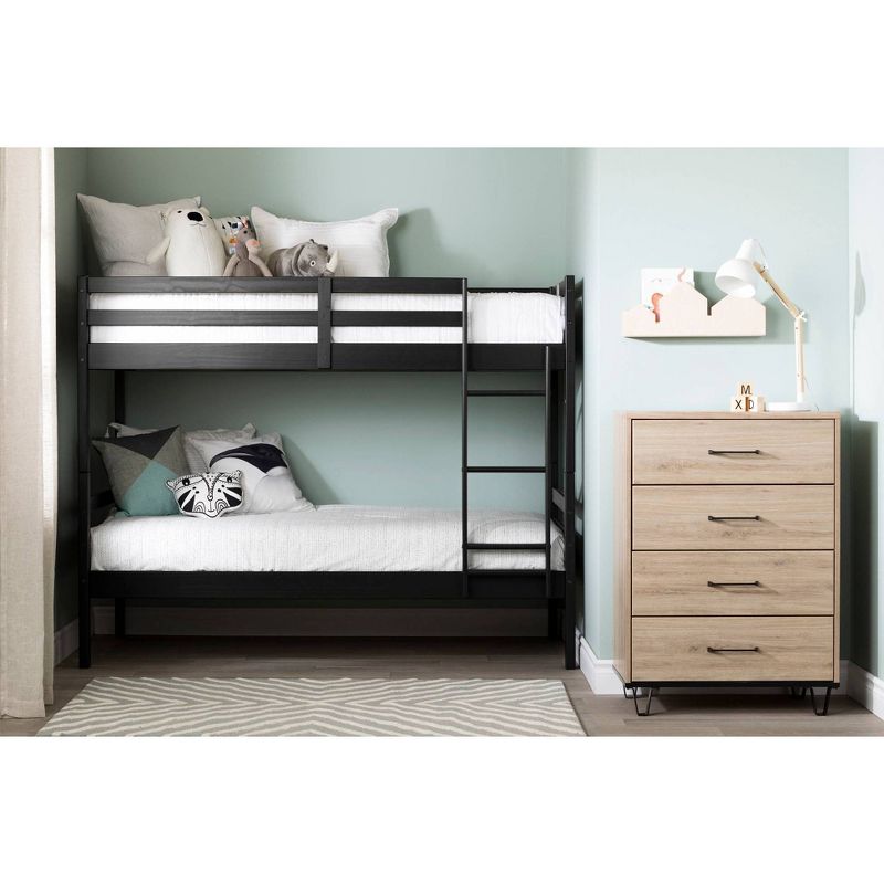 Twin Fakto Solid Wood Kids&#39; Bunk Beds  Matte Black  - South Shore, 5 of 10