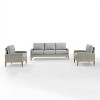 Capella Outdoor Wicker 3 Pc Sofa and Two Chair Set - Gray/Acorn - Crosley - 2 of 4