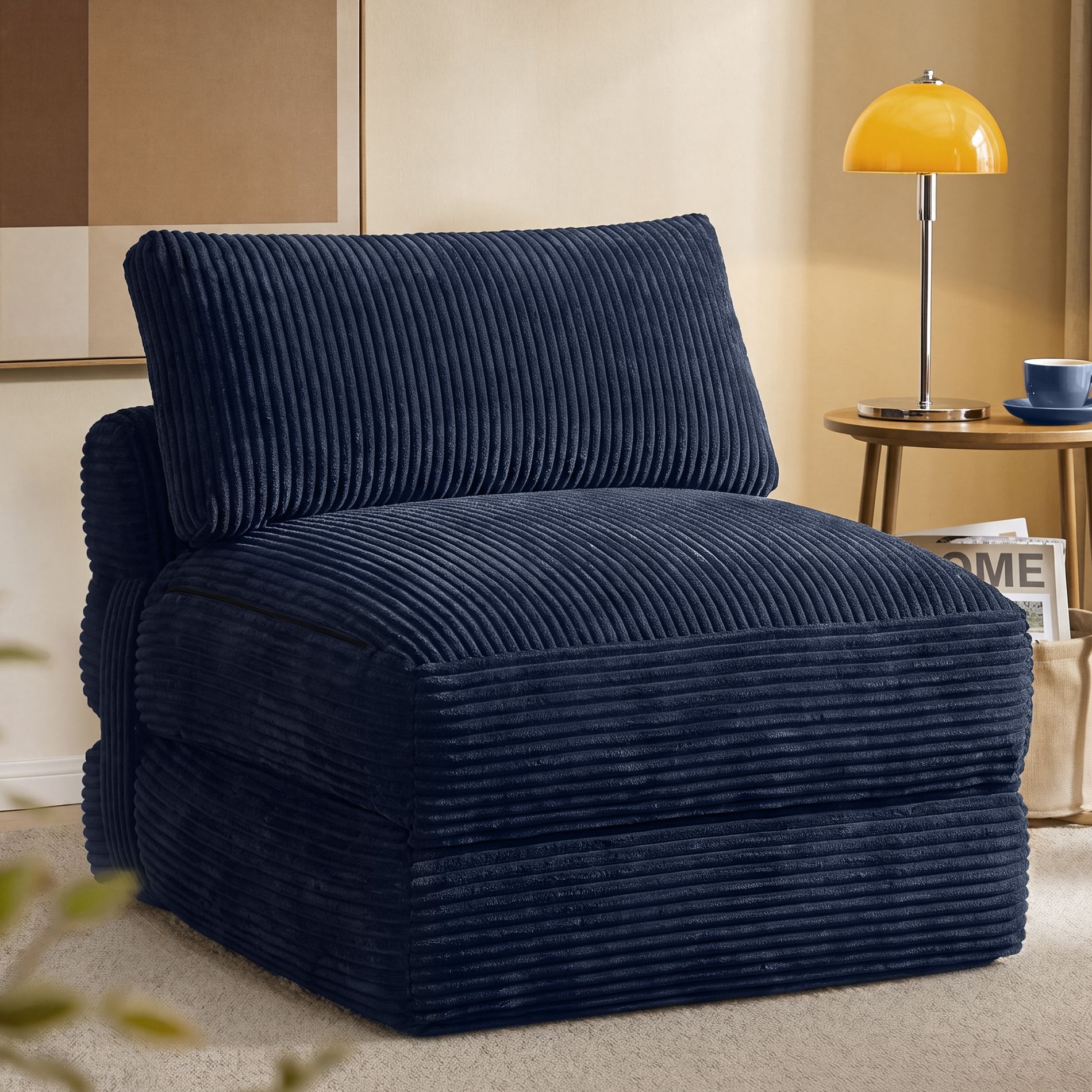 VASAGLE Folding Sofa Bed, Convertible Chair Bed with Pillow, Sleeper Chair Foldable Couch with Back Support, Boneless Chair, Comfy Floor Sofa