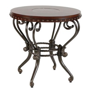 Jenkins Metal Round End Table in Dark Cherry - Lexicon - 1 of 2