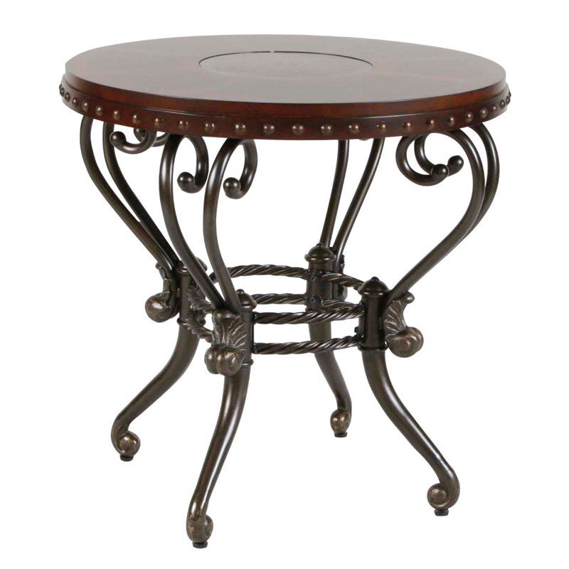 Jenkins Metal Round End Table in Dark Cherry - Lexicon, 1 of 3