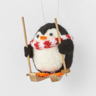 Boiled Wool Penguin with Ski Poles Christmas Tree Ornament - Wondershop™