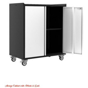 Home Heavy Duty Garage Storage Cabinet with Wheels, Rolling Steel Tool Cabinet w/ Adjustable Shelf, Lockable Doors, Rust Resistant Utility Cabinet - 1 of 4