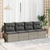 vidaXL Garden Sofa Set Grey Poly Rattan, Powder-Coated Steel, 100% Polyester - 3 of 4