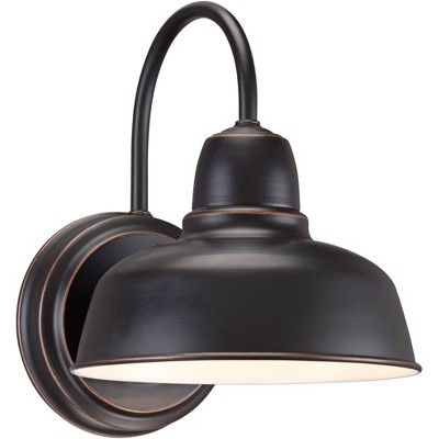 John Timberland Urban Barn Industrial Rustic Wall Light Sconce Oil Rubbed Bronze Hardwire 8 1/2" Fixture Gooseneck Arm for Bedroom Bathroom Vanity