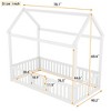 ALEXOUN Wood House Bed with Fence and Door, Wooden Bed Frame with Roof for Teens, Boys or Girls, for Bedroom Apartments - 3 of 4