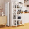 SKONYON 5-Tier Foldable Metal Shelving Unit with Wheels - White - 2 of 4