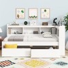 Whisen Twin Size L-Shaped Bookcase Bed with Built-In Power Outlets, USB Charging Ports, and Two Storage Drawers - 2 of 4