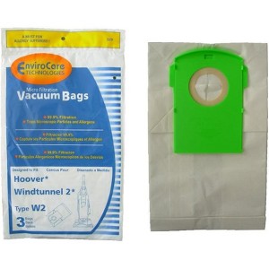 3 Hoover Type W2 Windtunnel Allergy Vacuum Bags, Bagged, Upright Vacuum Cleaners, W2, 401080W2 - 1 of 4