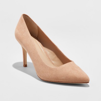 Gemma Wide Width Pointed Toe Nude Pumps 