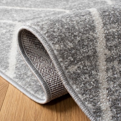 Grey and Ivory Geometric 6' x 6' Square Area Rug