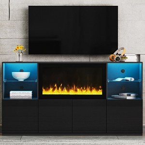 XIYUYEU TV Stand for 75 Inch TV with 34.2 Inch Non-heating Electric Fireplace,Modern TV Entertainment Center for Living Room - 1 of 4