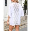 WhizMaxWomen's Cardigan Open Front Chiffon 3/4 Sleeve Cardigan Casual Sheer Beach Cover Ups - 2 of 4