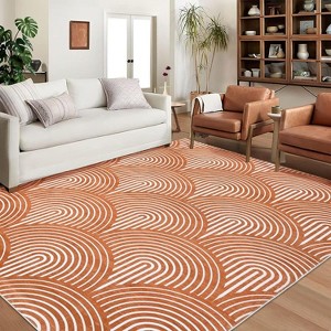 Washable Area Rug Modern Abstract Low Pile Non Slip Stain Resistant Foldable Carpet for Living Room Bedroom Study Room - 1 of 4