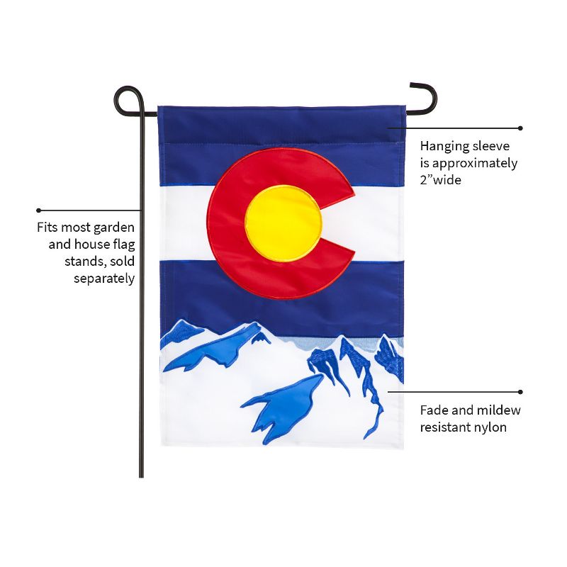 Evergreen Flag Colorado State Garden Applique Flag 12.5 x 18 Inches Indoor Outdoor Decor, 4 of 8