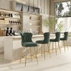 PDTEND Velvet Upholstery Bar Stools Set of 2 with Metal Legs, Button Tufted, Nailheads Trim - 3 of 4