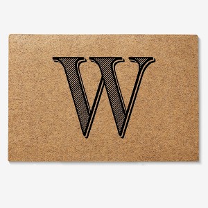 Personalization Mall Noir Initial 18x27 Synthetic Coir Doormat - 1 of 1