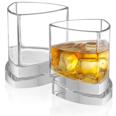 JoyJolt Aqua Vitae Triangle Whiskey Glass-Set of 2 Glasses with Off Set Base - 9.9 oz