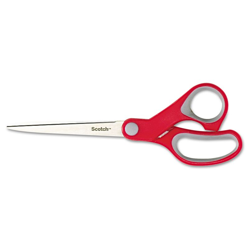 Scotch Multi-Purpose Scissors Pointed 7" Length 3 3/8" Cut Red/Gray 1427, 1 of 3