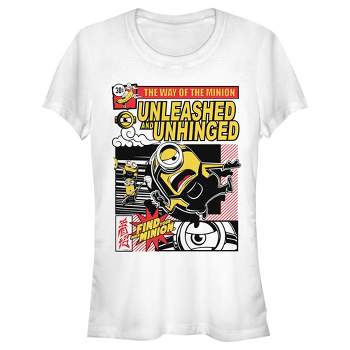 Juniors Womens Minions: The Rise of Gru Unleashed and Unhinged Poster T-Shirt