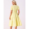 INSPIRE CHIC Women's Summer Ruffle Trim V Neck Button Decor Gingham Dress - 3 of 4