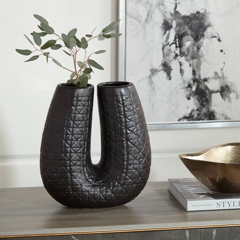 Studio 55D Umbrage Matte Black 12 1/2" High U-Shaped Decorative Vase, 2 of 10