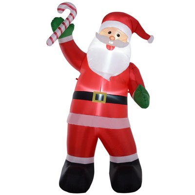 HOMCOM Inflatable Christmas Outdoor Lighted Yard Decoration Santa Claus with Candy Cane 8' Tall