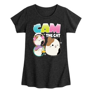 Girls' - Squishmallows - Cam The Cat Fitted Short Sleeve Graphic T-Shirt - 1 of 4