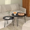 LIVAREEmlen Round Nesting Coffee Table Set of 2, Circular Nesting End Table Set, Round Marble Tabletop, and Sturdy Metal, Black - 2 of 4