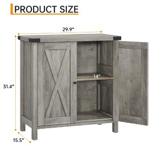 Jojoka Buffet Cabinet Farmhouse Storage Accent Console Cabinet with Doors and Shelves, Sideboard with Countertop/Barn  Doors - 1 of 4