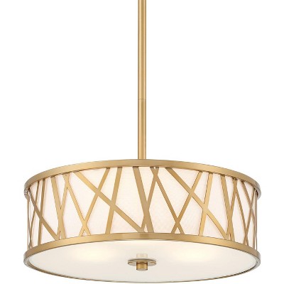 Possini Euro Design Layna Gold Pendant Light 16 1/4" Wide Modern Scattered Lines Metal Off-White Shade for Dining Room Kitchen