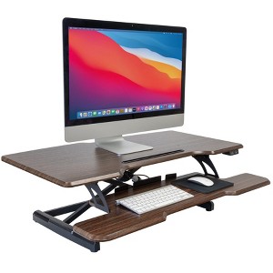 Mount-It! Electric Adjustable Stand Up Desk Converter | 38 in. Wide Tabletop Motorized Standing Desk Riser w/ Keyboard Tray Fits Monitors | Walnut - 1 of 4