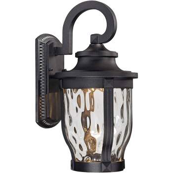Minka Lavery Rustic Outdoor Wall Light Fixture Black LED 16 1/4" Clear Hammered Glass for Post Exterior Barn Deck Porch Yard Patio