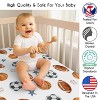 Sweet Jojo Designs Baby Boy Fitted 100% Cotton Muslin Crib Sheet Watercolor Sports Theme Blue Brown and Orange - 3 of 4