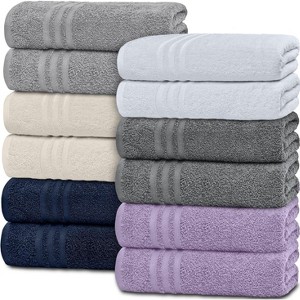 Wealuxe Premium Hand Towels for Bathroom - 12 Pack Cotton Hand Towel Bulk for Gym, Kitchen and Spa, Terry Salon Towels - 16x27" - 1 of 4