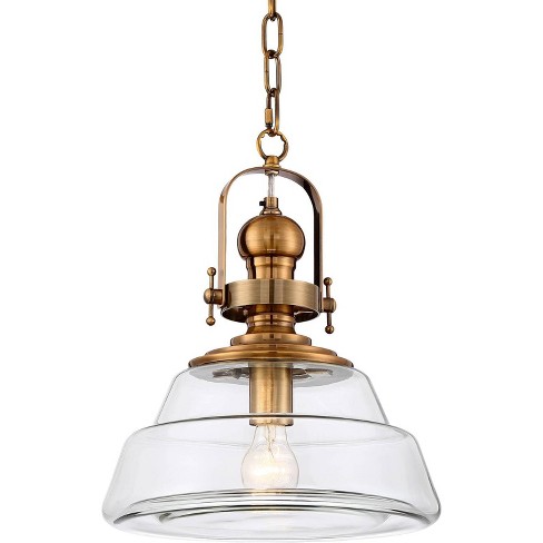 Possini Euro Design Antique Brass Pendant Lighting 13 Wide Modern  Industrial Clear Glass Shade Fixture For Dining Room Living Foyer Kitchen  Island : Target