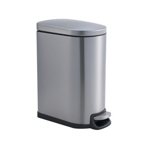 SEVOBAL Trash Can Kitchen Garbage Can Trash Cans Rectangle Stainless Steel with Soft Close Lid Step Foot Pedal Bathroom Toilet, Gray, 19"*14"*9" - 1 of 4