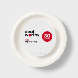 White Disposable Paper Bowls - 30ct - Dealworthy™ - 1 of 3