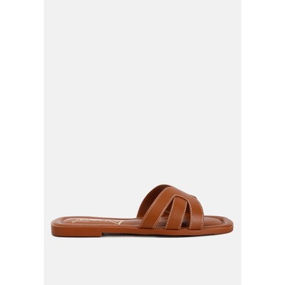 Aura Faux Leather Flat Sandals Us-7 / Uk-5 / Eu-38 - Women : Target