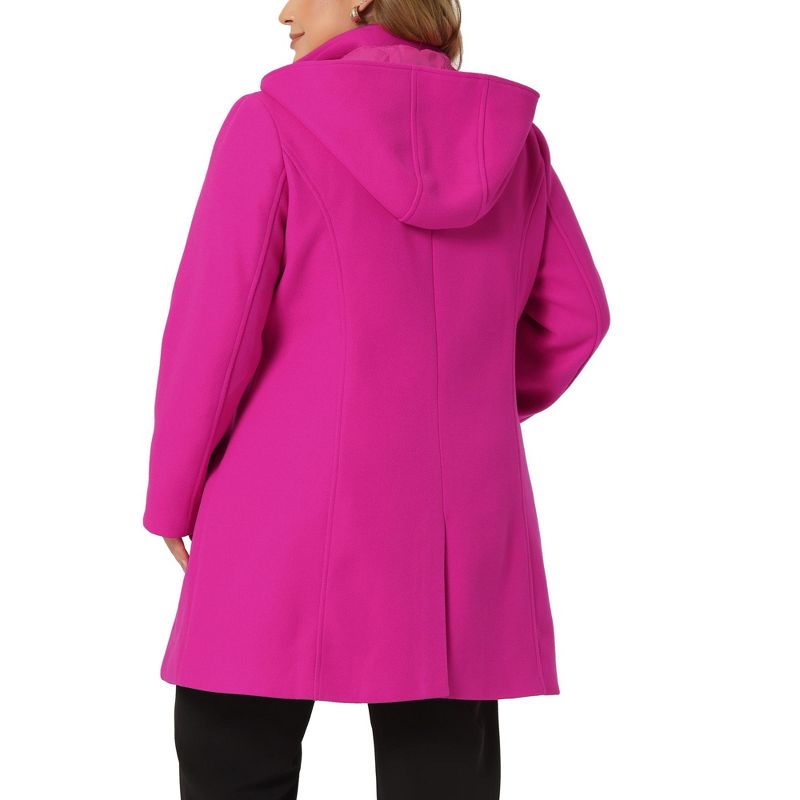 Agnes Orinda Women's Plus Size Elegant Single Breasted Detachable Hooded Trench Overcoats, 4 of 6