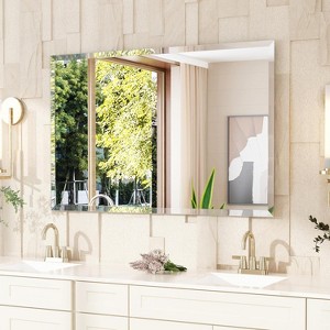 Frameless Rectangle Bathroom Mirror, Shatterproof Beveled Edge Glass, Modern Wall Mirror - 1 of 4